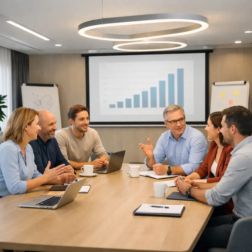 Moderní business prostor připravený na meeting a prezentaci
