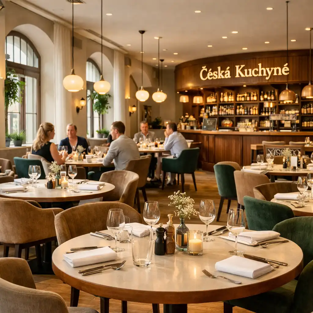 Elegantní interiér restaurace Akce v Česku se stylově prostřenými stoly