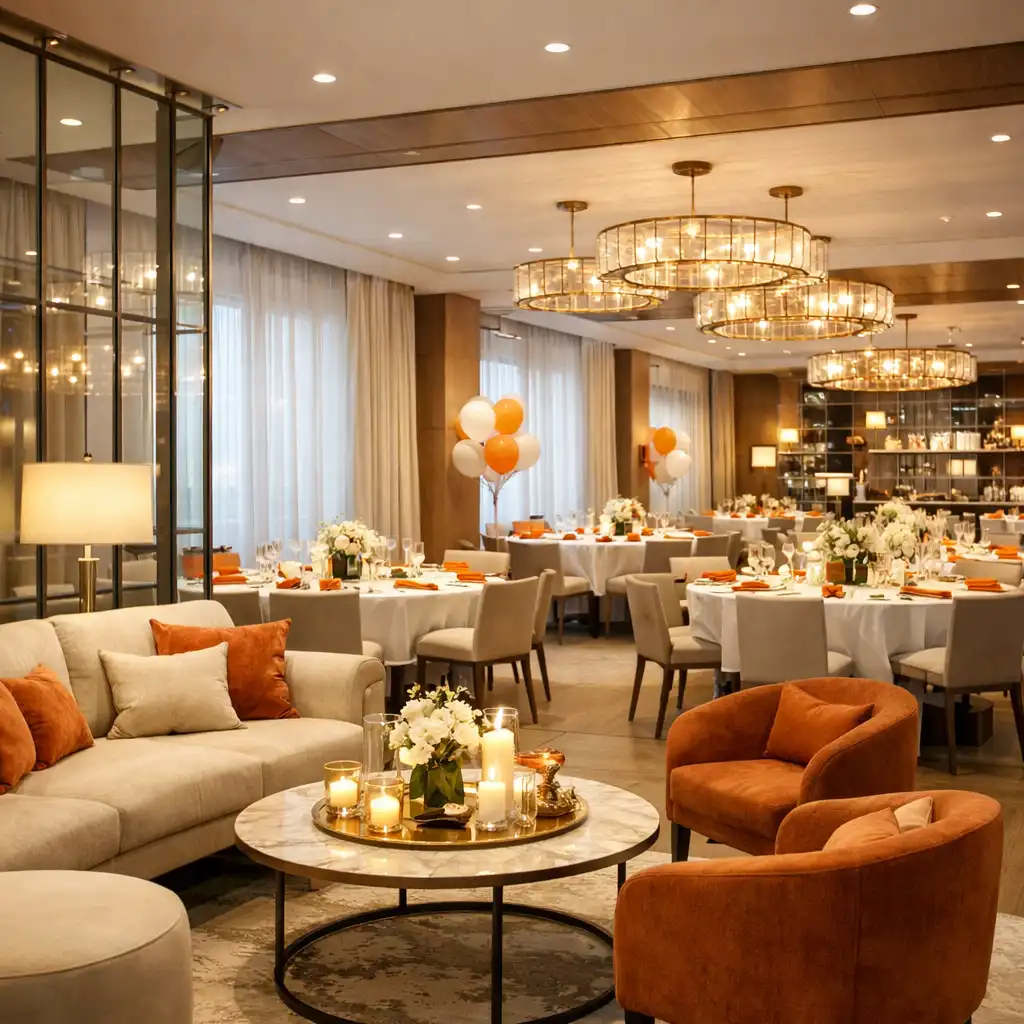 Moderní restaurace s flexibilním uspořádáním stolů pro soukromé akce